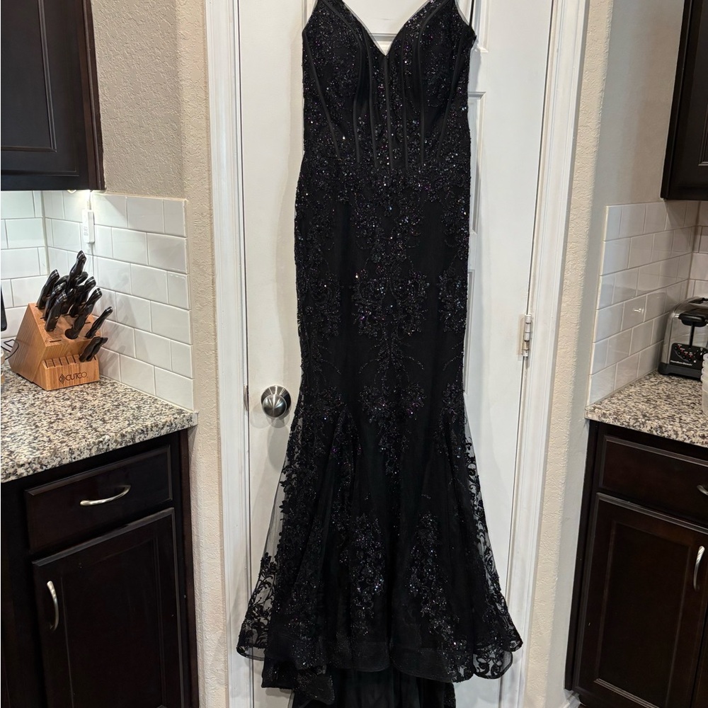 Stella couture black corset formal dress